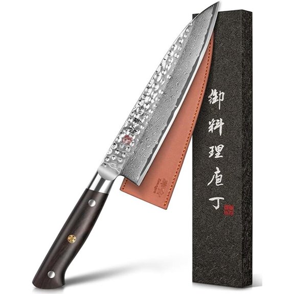 Japanese Chef Knife 8.27 Inch Damascus Steel with Ebony Handle