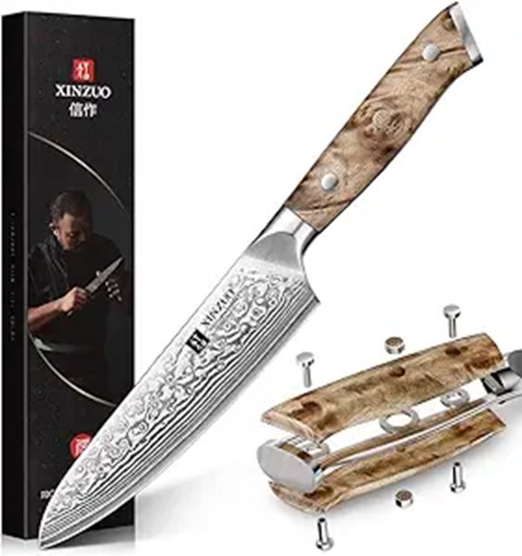 XINZUO 5.2-inch Damascus Steel Petty Knife