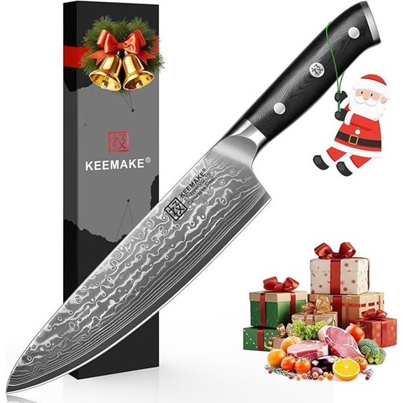 KEEMAKE Damascus Chef Knife 8-Inch Japanese VG10 Core