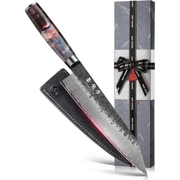 Japanese VG10 Damascus Chef Knife with Leather Sheath