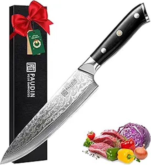PAUDIN Damascus Chef Knife 8 Inch Japanese VG10 Steel