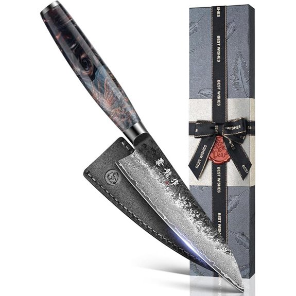 Japanese VG10 Damascus Utility Knife with Handle