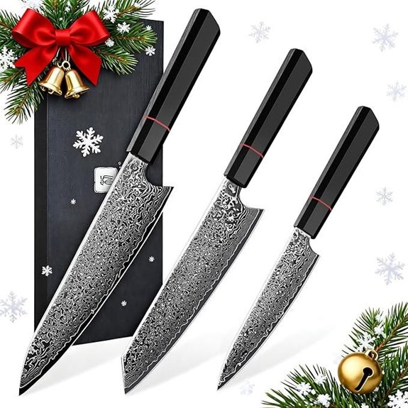 TIVOLI Damascus Knife Set 3PCS VG10 Sharp