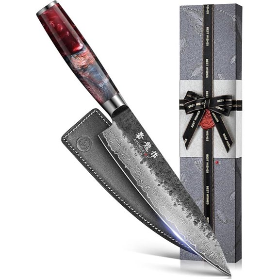 Japanese VG10 Damascus Chef Knife with Red Handle