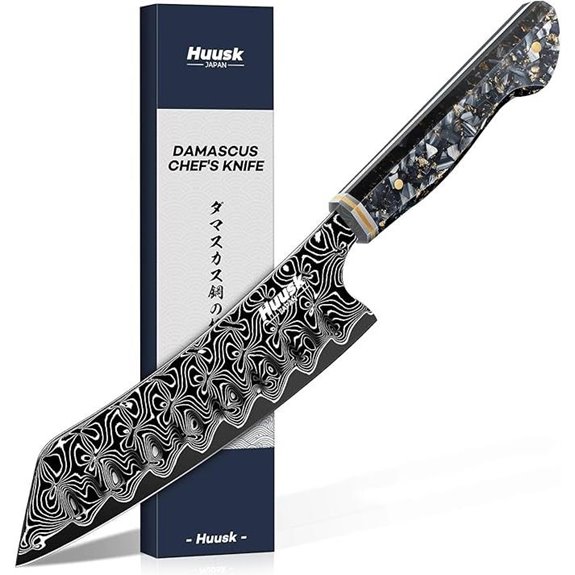 Huusk Damascus Chef Knife with VG-10 Blade