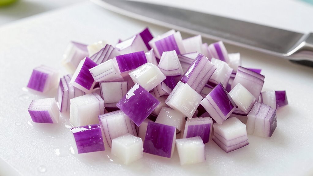 dice onions finely for crispness