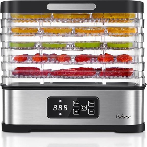 Yabano Food Dehydrator with Digital Timer and Trays