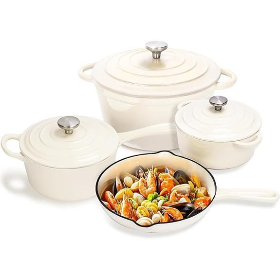 Ceramic Coated Cast Iron Cookware Set (7-Piece)