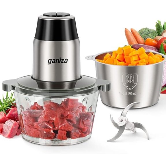 GANIZA 2-Bowl Electric Food Processor with Meat Grinder