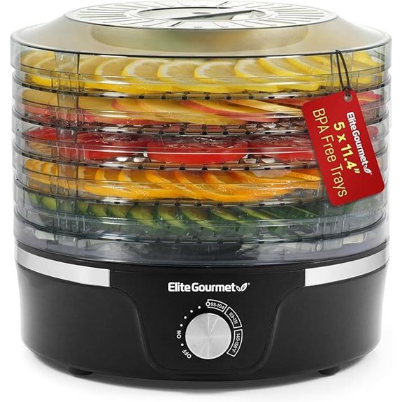 Elite Gourmet Food Dehydrator with 5 BPA-Free Trays