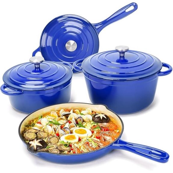 Hisencn Enameled Cast Iron Cookware Set (7 Pieces)