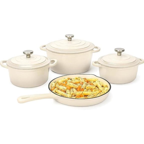 Hisencn Enamel Cast Iron Cookware Set (7 Pieces)
