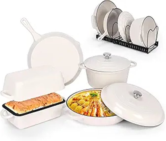QuliMetal 5-Piece Enameled Cast Iron Cookware Set
