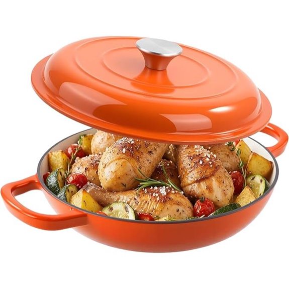 Enameled Cast Iron Braiser with Lid 3 Quart