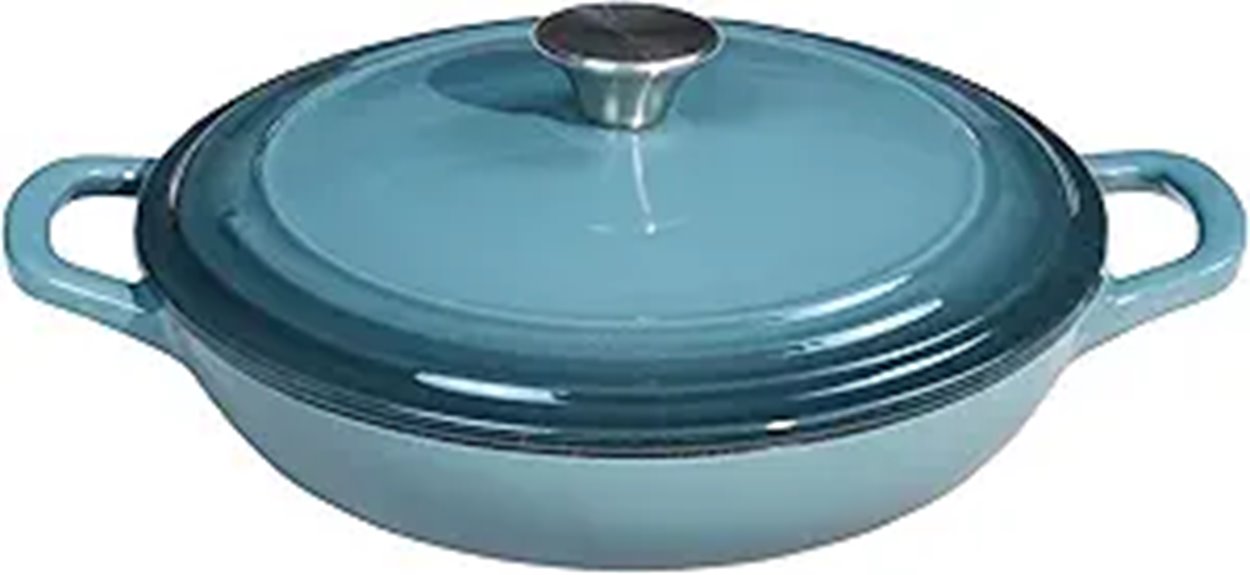Braiser Enameled Cast Iron Pan with Lid