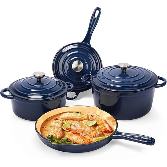 Hisencn 7-Piece Enameled Cast Iron Cookware Set