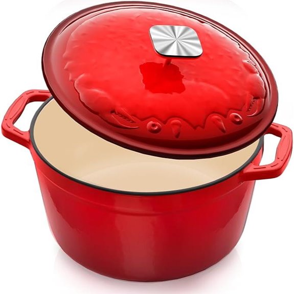 Enameled Cast Iron Dutch Oven 5 Qt with Crab Lid