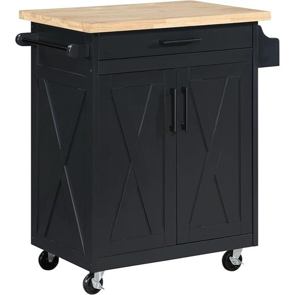 Bolten Farmhouse Kitchen Cart with Storage and Drawer