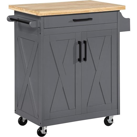 Bolten Farmhouse Kitchen Cart with Storage and Drawer