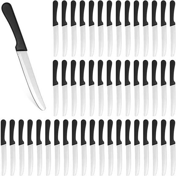 Geelin 50 Pcs 8.5 Serrated Steak Knives Black