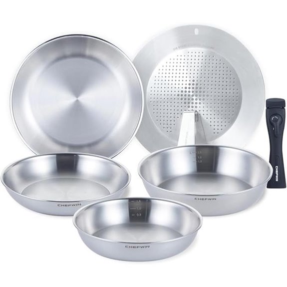 5-Ply Stainless Steel Cookware Set with Removable Handle