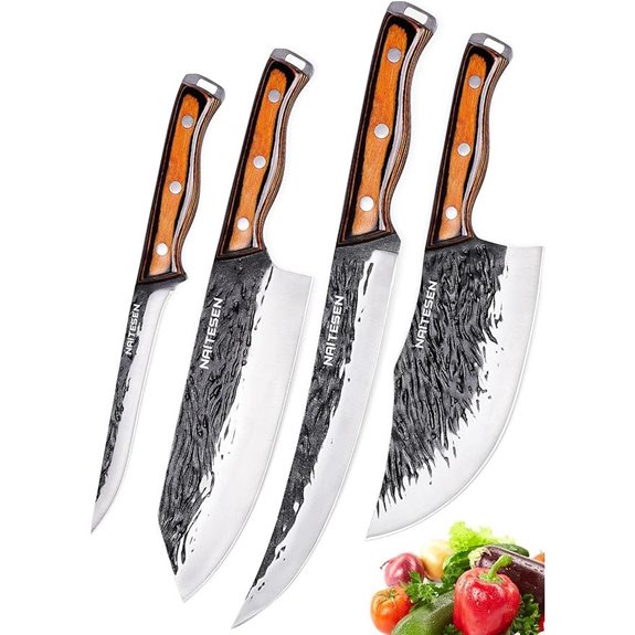 4PCS Hand Forged Kitchen & Meat Cleaver Knife Set
