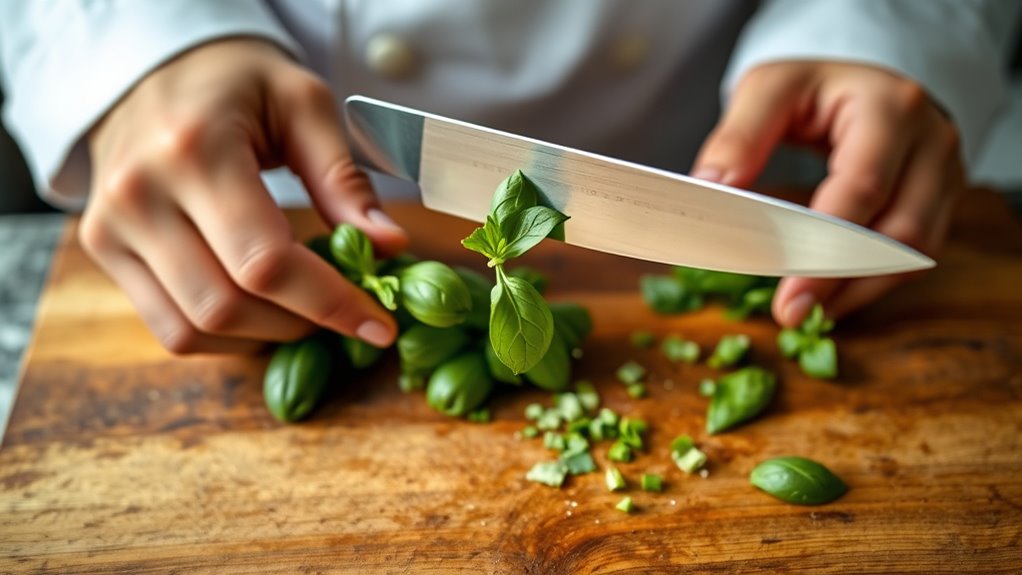gentle precise herb chopping