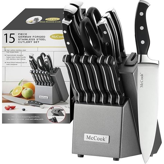 McCook German Stainless Steel Knife Set with Sharpener