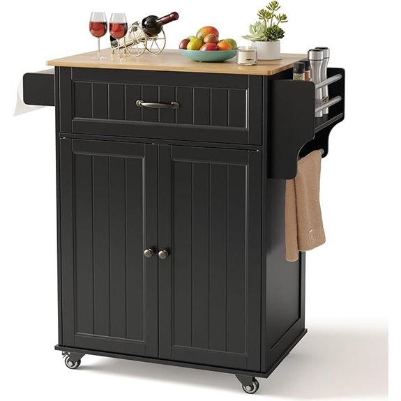 Gizoon Kitchen Island Cart with Rubberwood Top