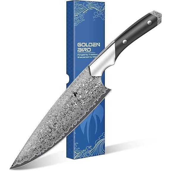 Golden Bird Damascus Chef Knife 8 Inch Japanese Kitchen