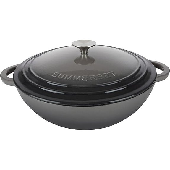 Enameled Cast Iron Braiser Pan Dutch Oven (Gray)