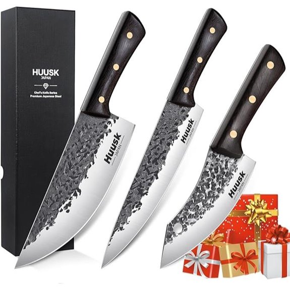 Huusk Hand Forged Chef Knife Set with High Carbon Steel