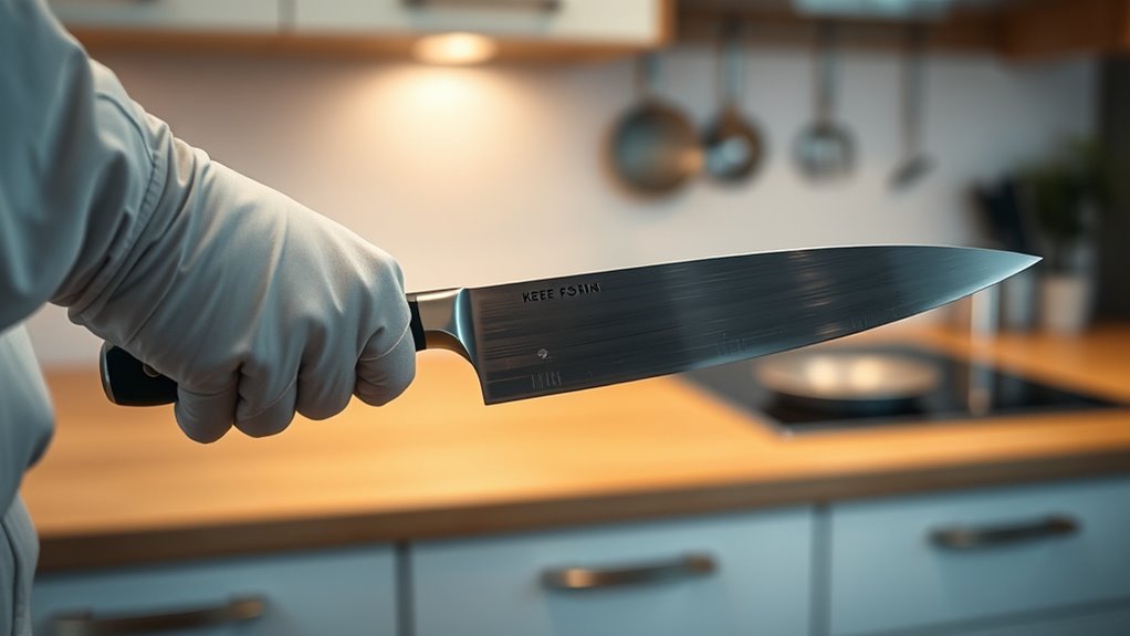 handle dropped knife carefully