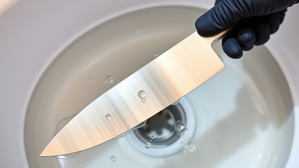 handle knife carefully during cleaning