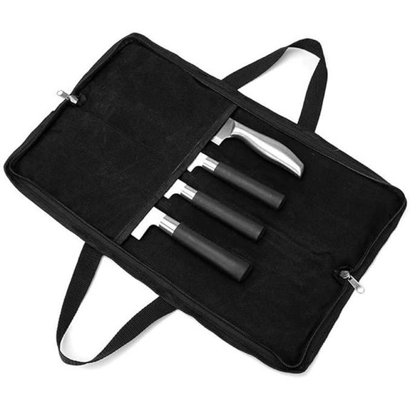 Heavy Duty Waxed Canvas Knife Roll with 4 Slots