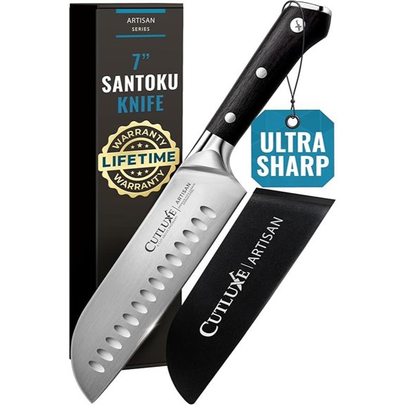 Cutluxe Santoku Knife – 7 High Carbon Steel Chef's Knife