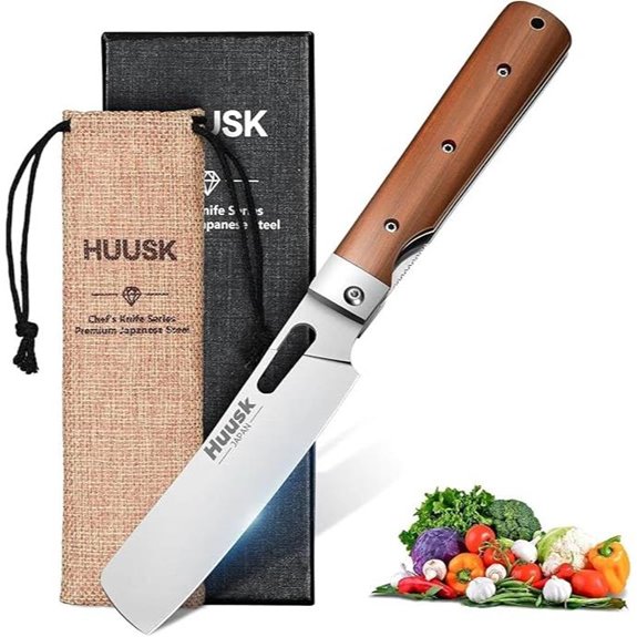 Huusk Japanese Folding Nakiri Knife with Sharp Blade