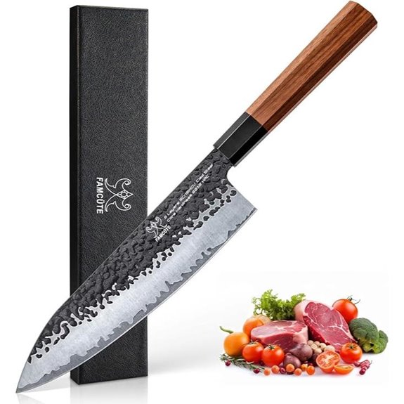 Japanese 8-Inch Hand Forged Chef Knife with Rosewood Handle