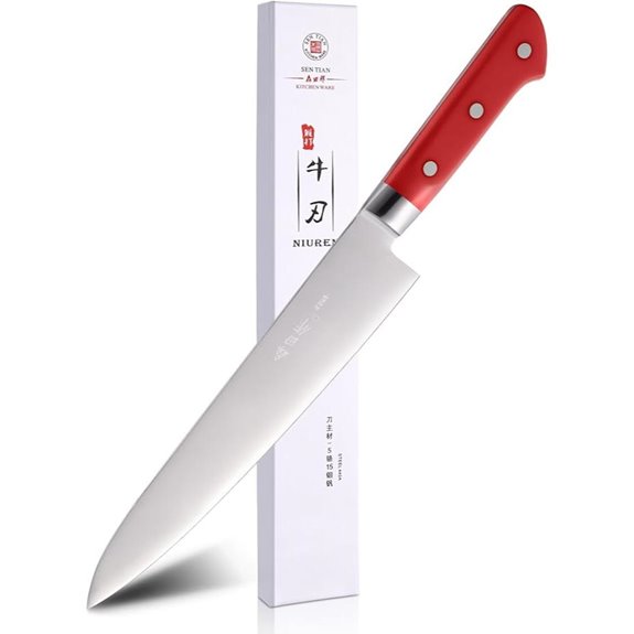Japanese Chef Knife 9.5-inch Gyuto with Red Handle