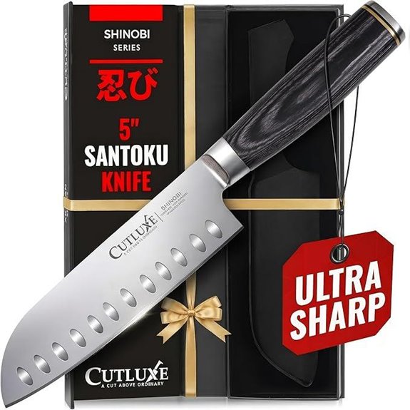 Shinobi 5-Inch Japanese Santoku Knife with Pakkawood