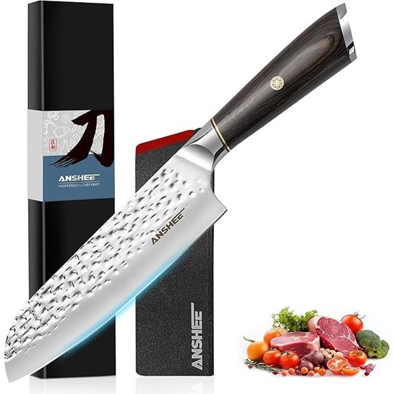 Anshee 7-Inch Japanese Santoku Knife with Sheath