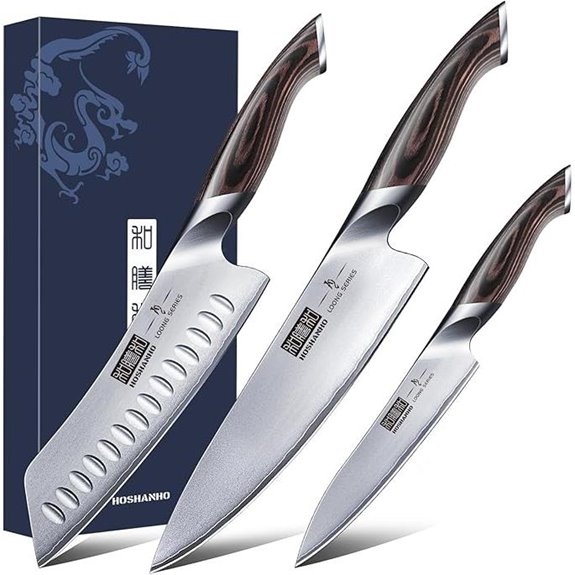 HOSHANHO 3-Piece Japanese High Carbon Stainless Steel Knife Set