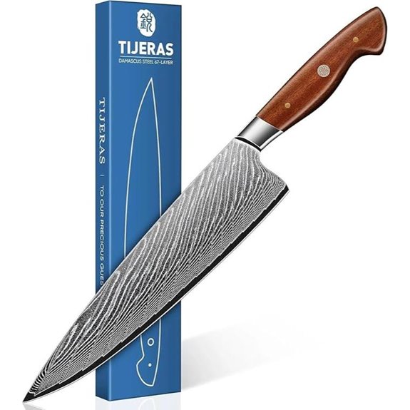 Damascus Chef Knife 9-Inch Japanese Steel Wood Handle