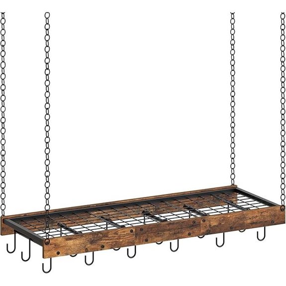 Hanging Pot Rack with 18 Hooks for Kitchen
