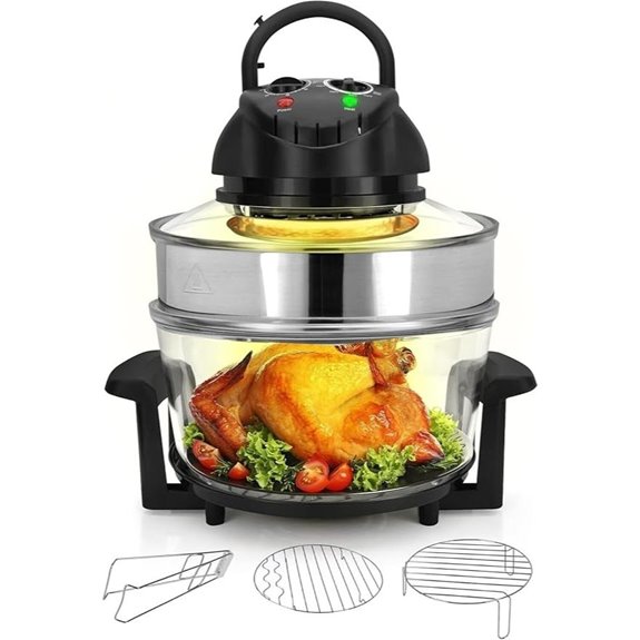 Nutrichef 18 Qt Convection Air Fryer with Glass Bowl