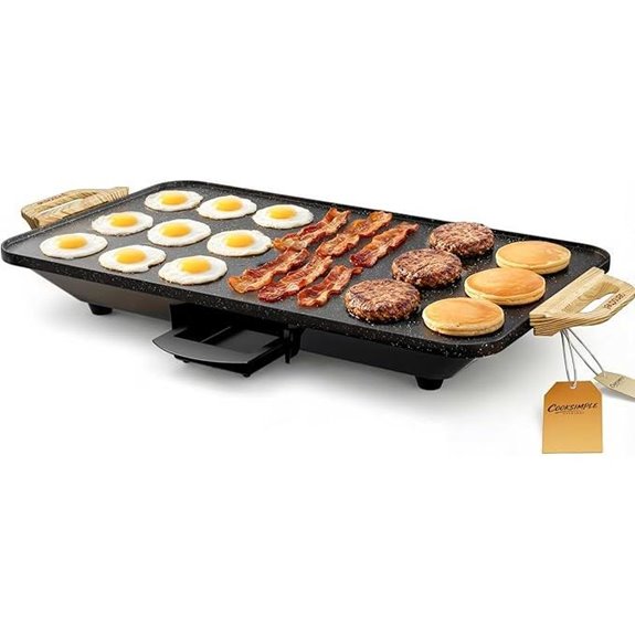 CookSimple 20 Electric Griddle Nonstick Large Flat Surface