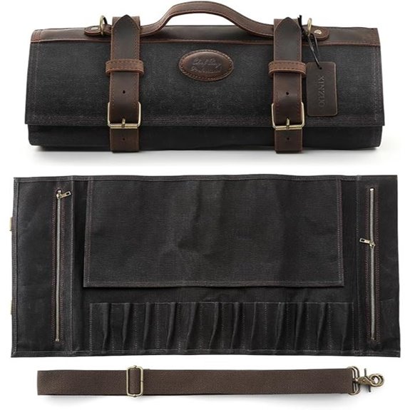 XINZUO Chef Knife Roll Bag with Leather & Canvas