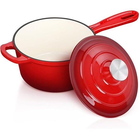 Leonyo Enamel Cast Iron Sauce Pan with Lid
