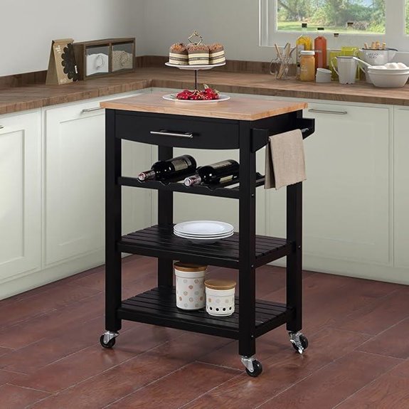 Coastal Craftsman 4-Tier Kitchen Cart with Wheels