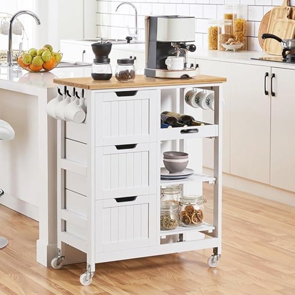 Yaheetech Mobile Kitchen Island with Storage and Wheels